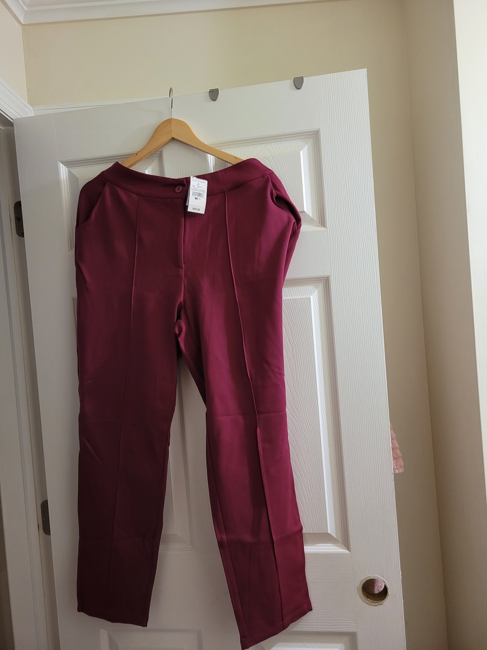 Ashley Stewart Deep Wine Ponte Tailored Pants